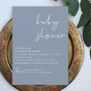 Budget Simple Bleu Moderne Baby shower Invitation