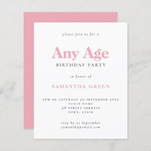 Budget Simple Blush Rose Age Invitation Anniversai
