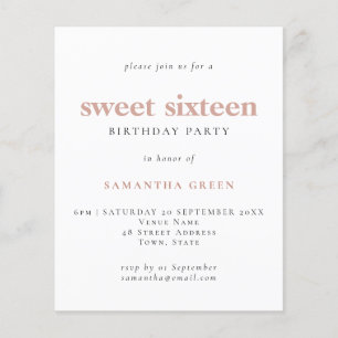 Budget Simple Blush Sweet 16 Anniversaire Invitati