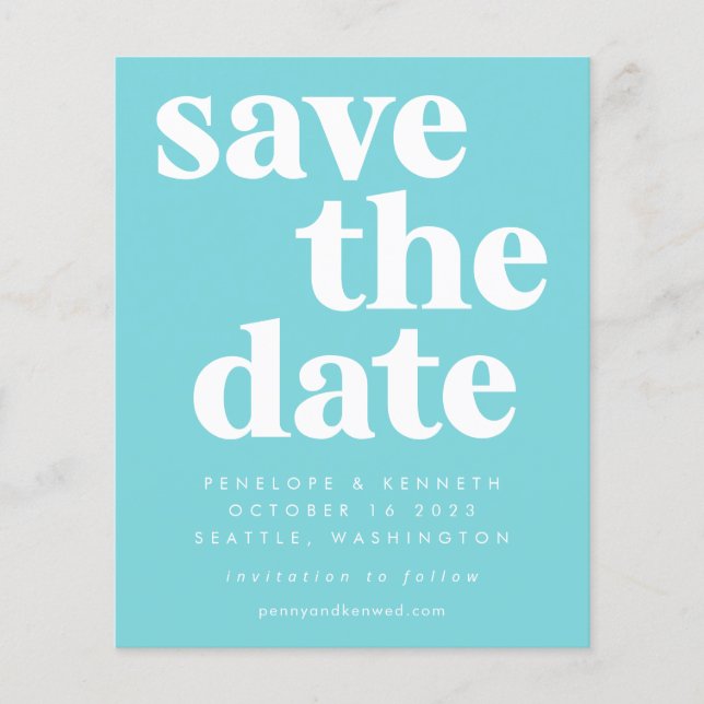 Budget Simple Bold Aqua Blue Enregistrer La Carte  (Devant)