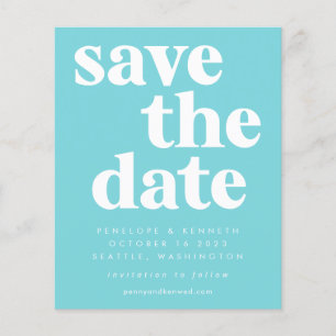 Budget Simple Bold Aqua Blue Enregistrer La Carte