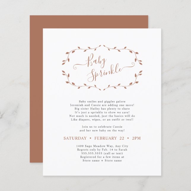 Budget Simple Botanique Terra Cotta Baby Sprinky (Devant / Derrière)