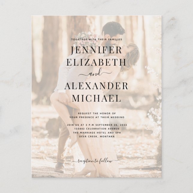 Budget Simple Calligraphie Photo Tout en un Mariag (Devant)