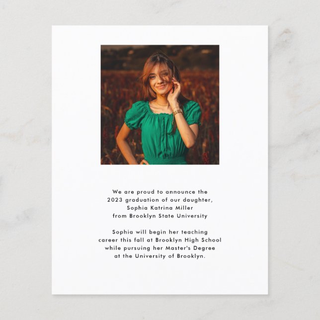 Budget Simple Casquette 2 Photo Graduate Card (Dos)