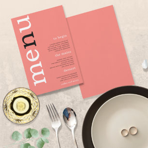 BUDGET Simple Coral Rose Typographie Mariage Menu
