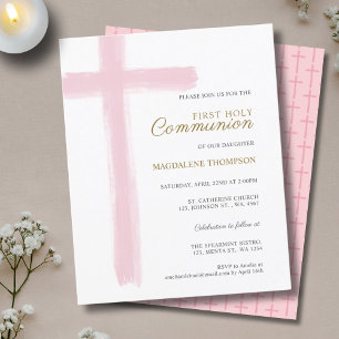 Budget simple croix rose fille première communion
