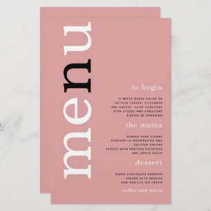BUDGET Simple Dusty Rose Typographie Mariage Menu