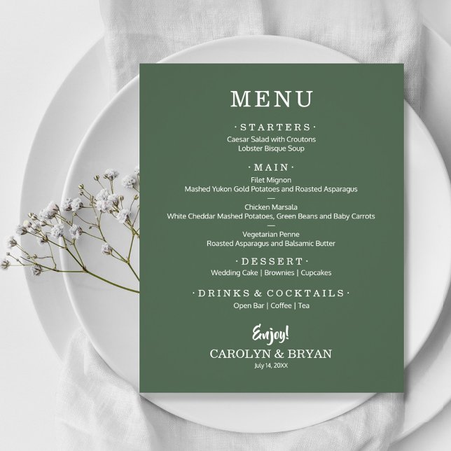 Budget Simple Élégant Menu Mariage À feuillage per (Créateur téléchargé)