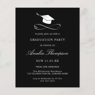 Budget Simple Elegant noir et blanc Graduation