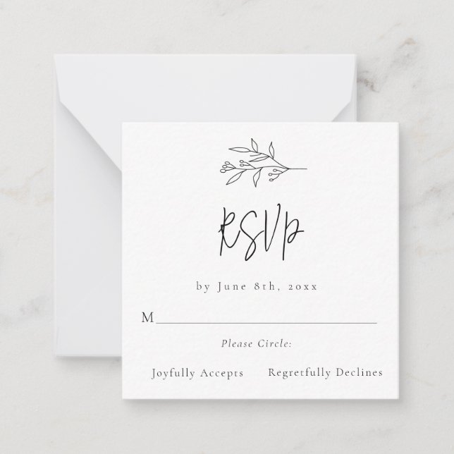 Budget Simple Foliage Mariage Carte RSVP (Devant)