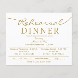 Budget Simple Gold Rehearer Dîner Invitation