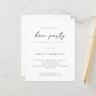 Budget Simple Hen Party Brunch Bubbly Invitation