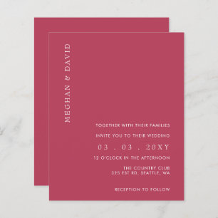 Budget Simple Magenta Moderne Faire-part de mariag