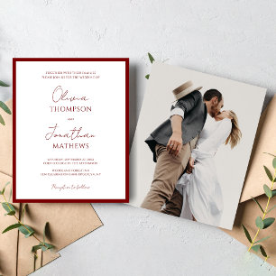 BUDGET Simple Mariage Photo Bordure Rouge Script