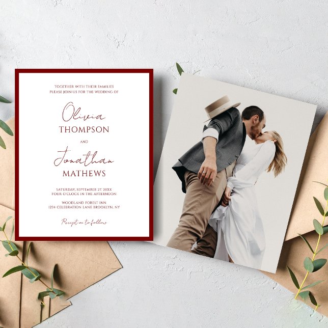 BUDGET Simple Mariage Photo Bordure Rouge Script (Créateur téléchargé)