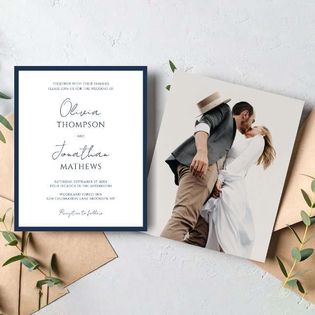 BUDGET Simple Mariage Photo Écriture Bleu Navy (Créateur téléchargé)