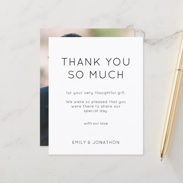 Budget simple Mariage photo noir blanc Merci (Devant/Arrière en situation)