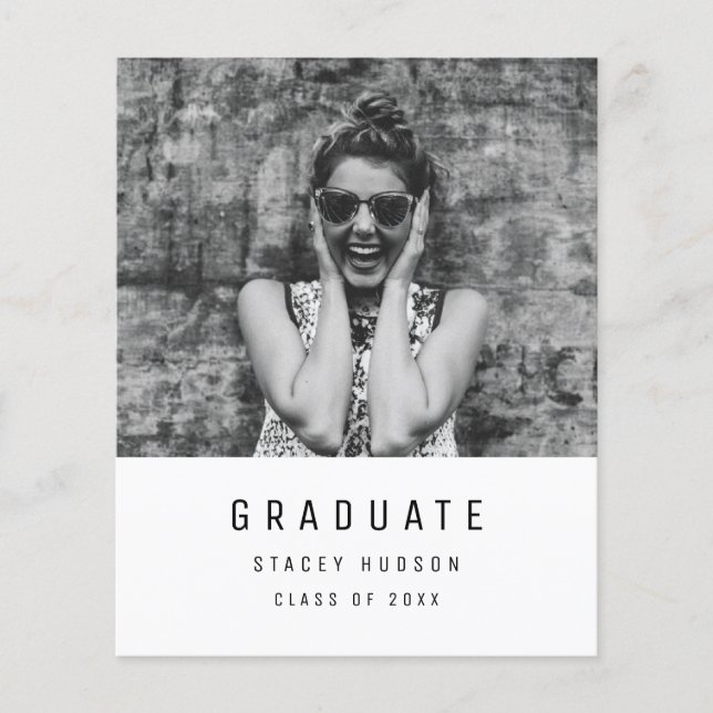 Budget Simple Minimaliste Grad Faire-part (Devant)