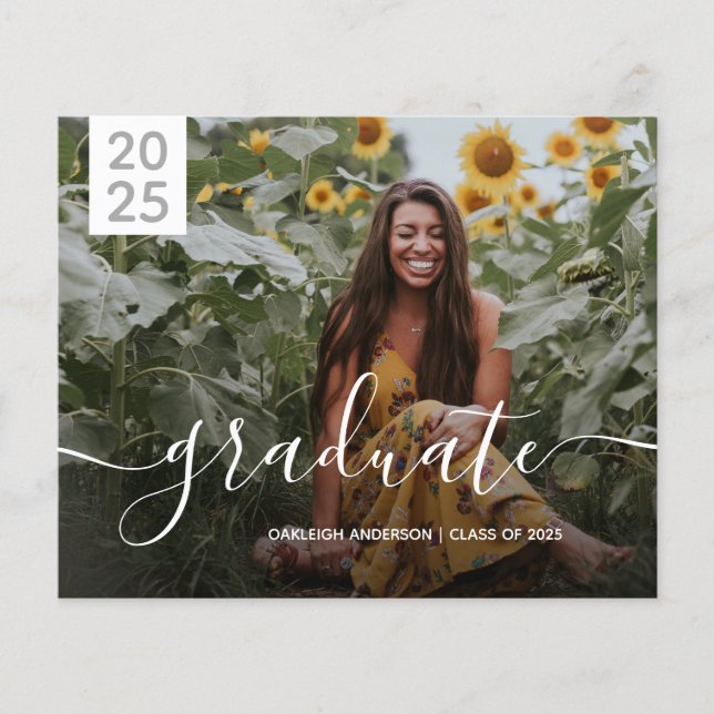 Budget Simple Moderne 2 Photo Grad Faire-part (Devant)