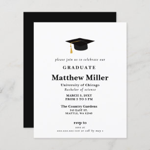 Budget Simple Moderne Invitation à la graduation