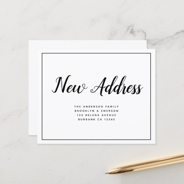 BUDGET Simple Nouveau Faire-part d'adresse (Devant/Arrière en situation)