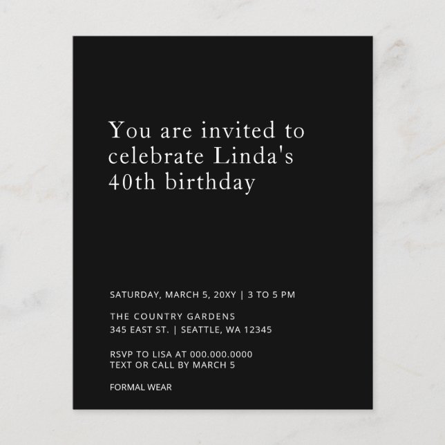 Budget Simple Photo chaque année Anniversaire Invi (Devant)