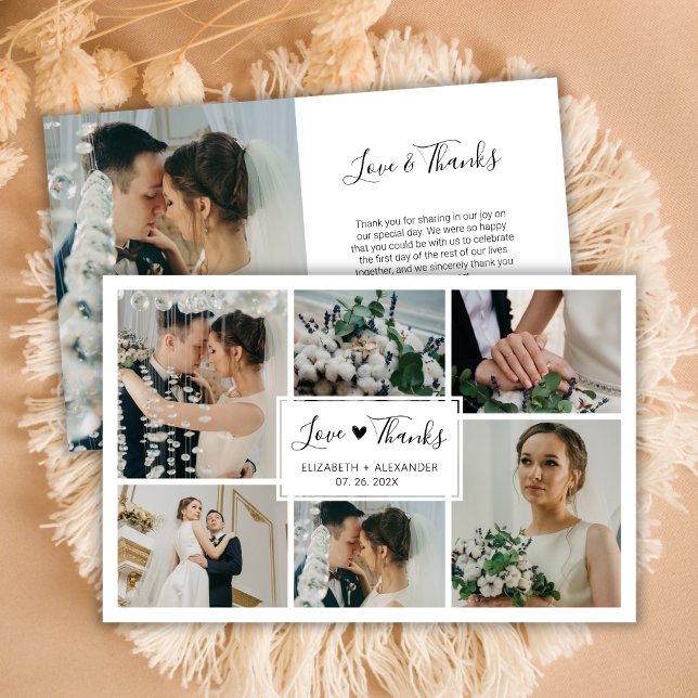 Budget Simple Photo Collage Mariage Carte de remer (Créateur téléchargé)