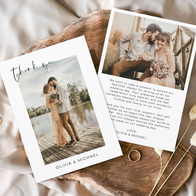 Budget Simple Photo Mariage Élégant Carte de remer (Créateur téléchargé)