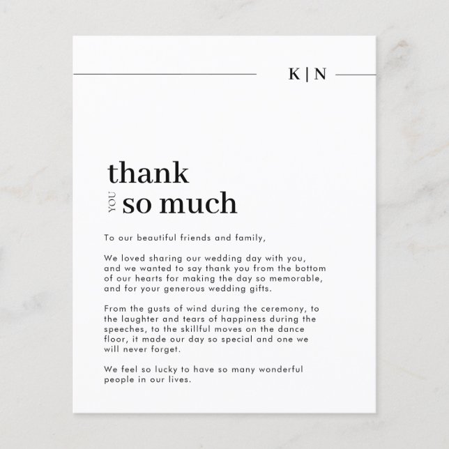 Budget Simple Photo Monogramme Mariage Merci (Devant)