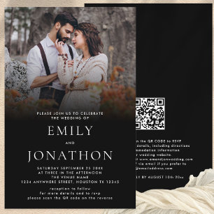 Budget simple photo QR Code Mariage noir Invitatio