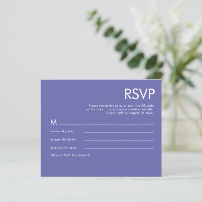 Budget Simple QR Code bleu Mariage RSVP (Debout devant)