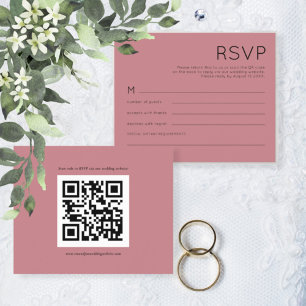 Budget Simple QR Code Dusty Mariage Rose RSVP