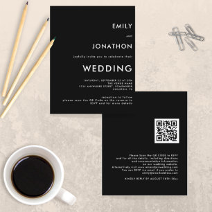 Budget Simple QR Code Invitation de mariage noir