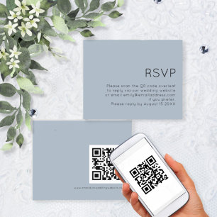 Budget Simple QR Code Mariage Dusty Blue RSVP