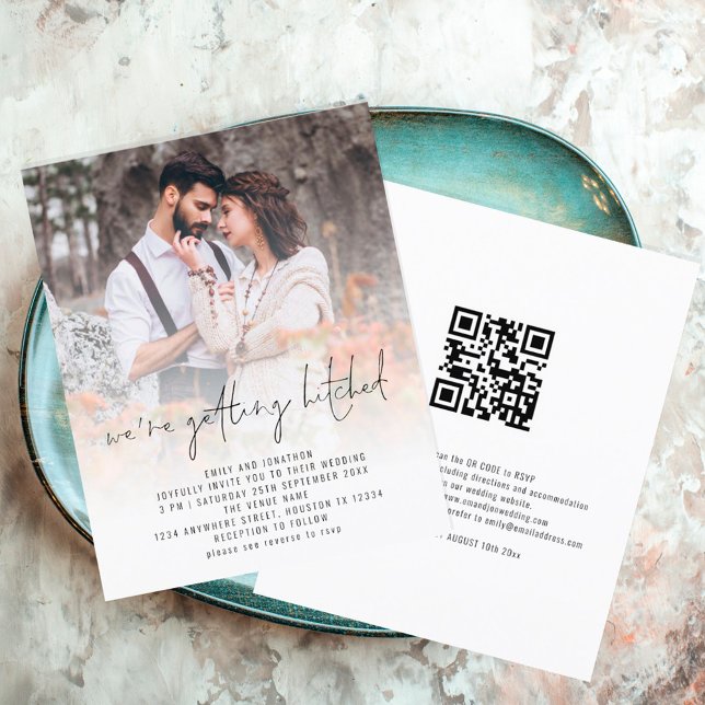Budget Simple QR Code photo superposition Mariage  (Front and back view. Budget price smaller alternative)