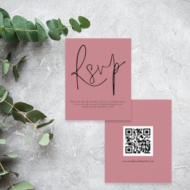 Budget Simple QR Code Script Mariage rose RSVP (Créateur téléchargé)