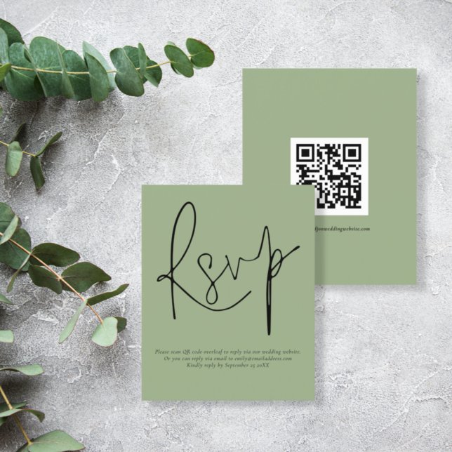 Budget Simple QR Code Script Mariage Sage RSVP (Créateur téléchargé)