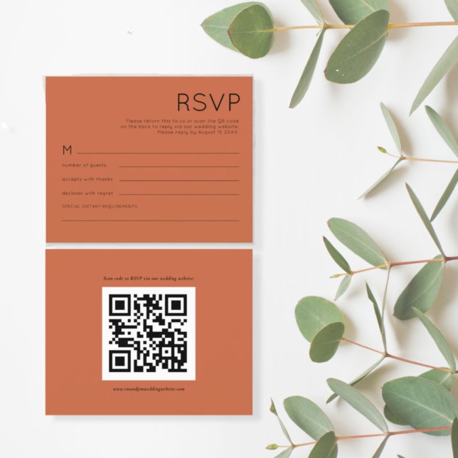 Budget Simple QR Code Terracotta Mariage RSVP (Créateur téléchargé)