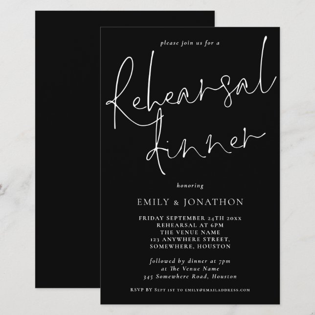 Budget Simple Répétition Dîner Script invitation n (Devant / Derrière)