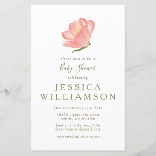 Budget Simple Rose Floral Baby shower Invitation