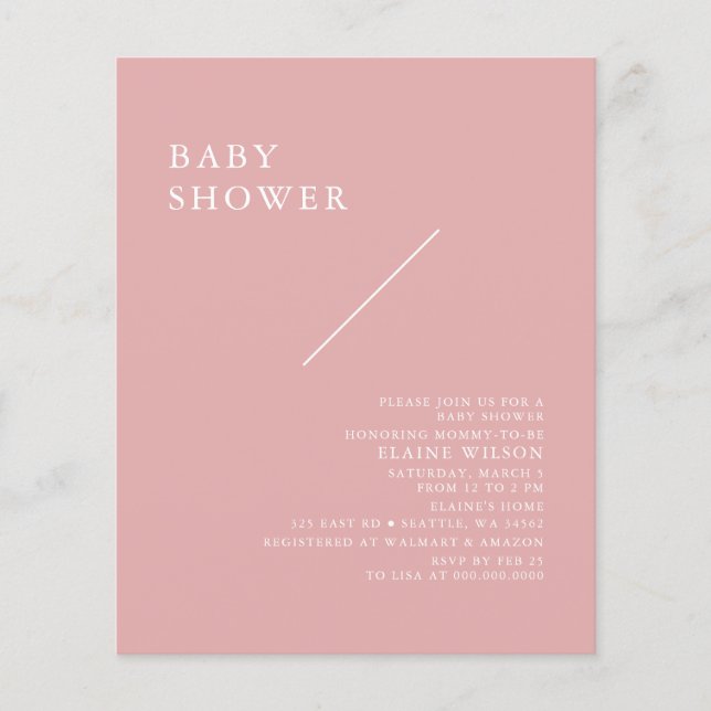 Budget Simple Rose Moderne Baby shower Invitation (Devant)