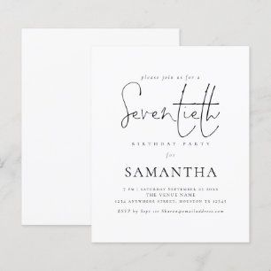 Budget Simple Script 70e anniversaire Invitation d