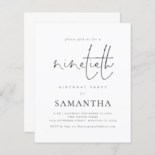 Budget Simple Script 90e anniversaire Invitation d