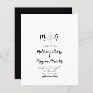 Budget Simple Script Botanique Monogramme Mariage