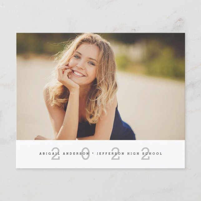 Budget Simple Silver Photo Grad Faire-part (Devant)