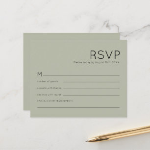 Budget Simple Soft Sage Vert Mariage RSVP