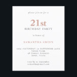 Budget Simple Texte Blush 21e Invitation d'anniver<br><div class="desc">Budget Simple Texte Blush Invitation 21e Anniversaire. Un rapport qualité/prix inférieur 4, 5 x 5, 6 pouces alternative par défaut à l'option semi-brillant qui est recommandé pour les invitations et est une épaisseur similaire à une carte postale. L'option satin est beaucoup plus mince papier mieux pour les enceintes.</div>