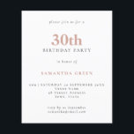 Budget Simple Texte Blush 30e Invitation anniversa<br><div class="desc">Budget Simple Texte Blush 30th Birthday Invitation. Un rapport qualité/prix inférieur 4, 5 x 5, 6 pouces alternative par défaut à l'option semi-brillant qui est recommandé pour les invitations et est une épaisseur similaire à une carte postale. L'option satin est beaucoup plus mince papier mieux pour les enceintes.</div>