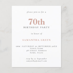 Budget Simple Texte Blush 70e Invitation anniversa