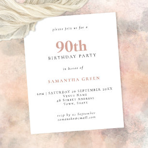 Budget Simple Texte Blush 90e Anniversaire Invitat